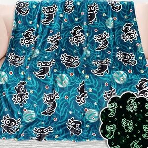 Axolotl  Throw  Blanket Glow in The Dark Blanket Cute Animal 50x60
